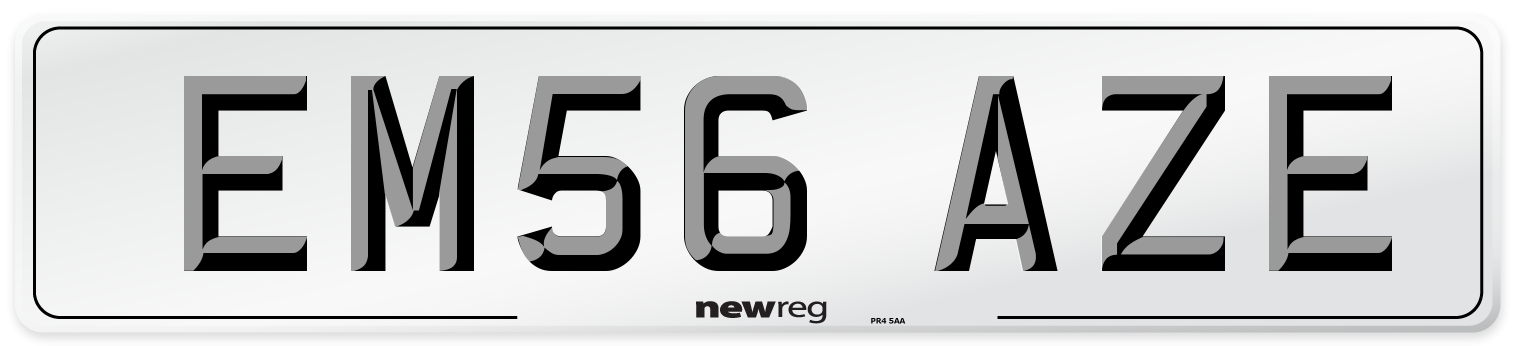 EM56 AZE Number Plate from New Reg
